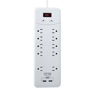 ProMounts 10 Outlet and 2 USB Surge Protector Power Strip with Flat Plug and 6 Ft. Cable ETL Certified PSS102