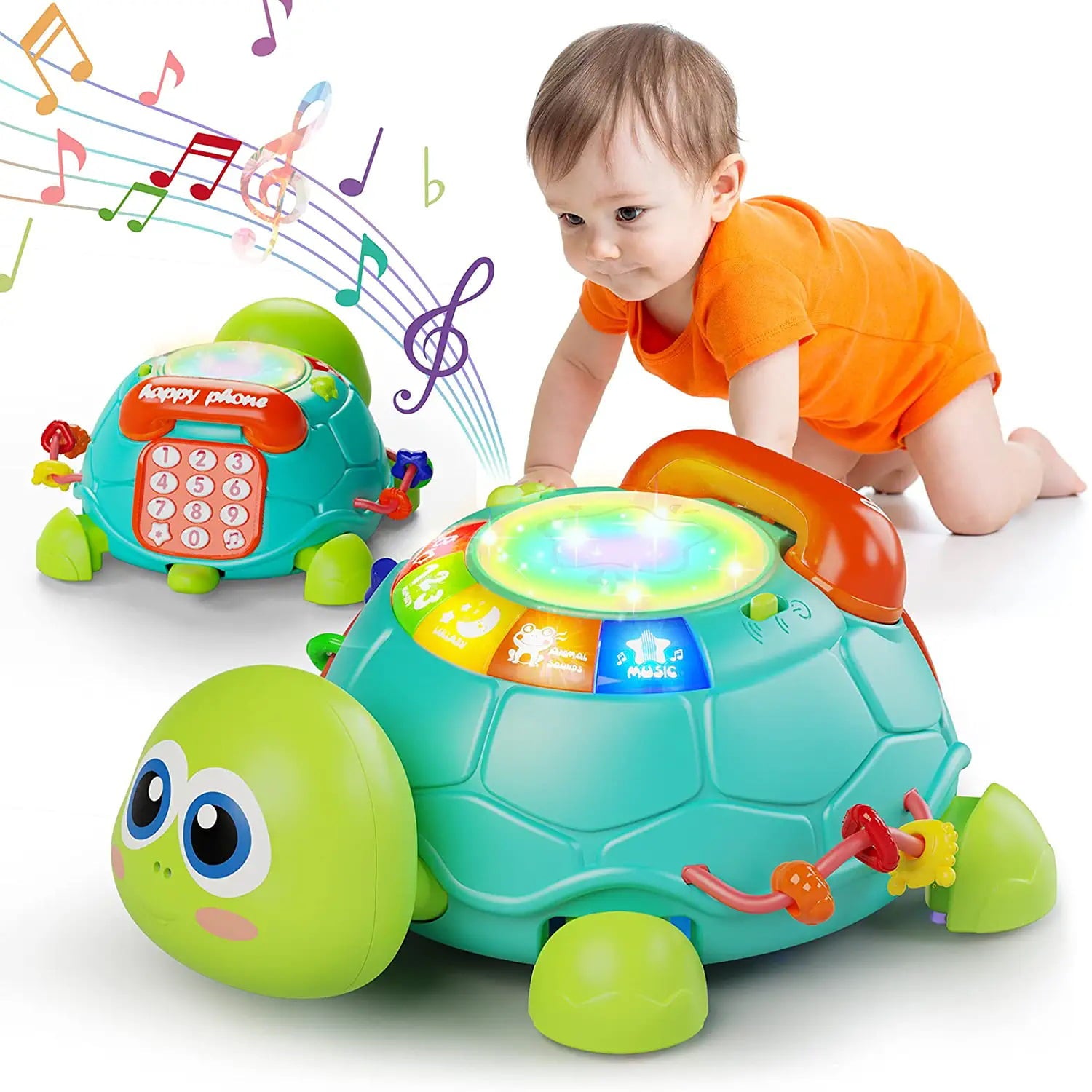 Baby Toys 6-12 Months， Musical Turtle Crawling Toys， Light and Sound， Educational Learning Toys， Toddler Toys for 12-24 Months