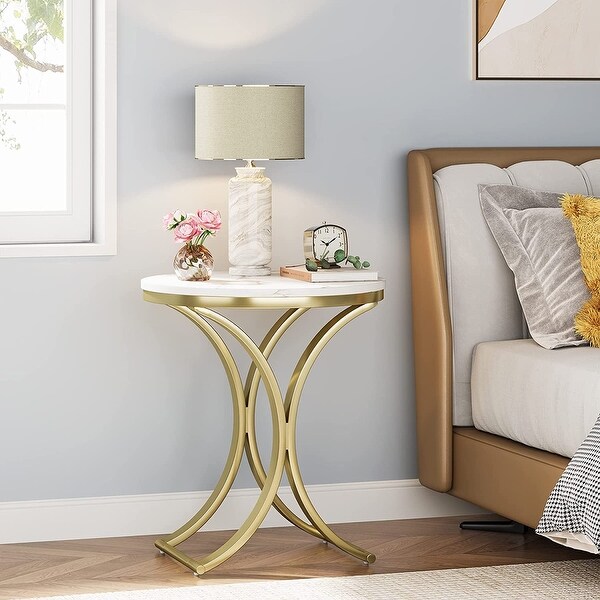 Side Table Small C End Table Modern Round Coffee Table