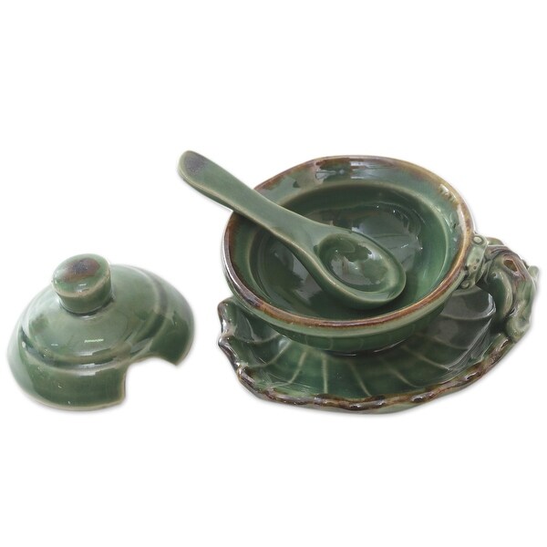 Novica Handmade Rain Frog Ceramic Condiment Set (3 Pcs)