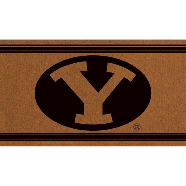 Evergreen Brigham Young University Logo Turf Mat Brown 28 X 16 Inches Indoor Outdoor Doormat