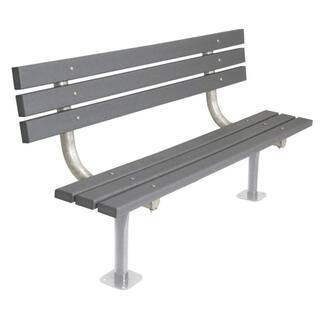 Ultra Play 6 ft. Gray Commercial Park Recycled Plastic Bench with Back Surface Mount G940SM-GRY6