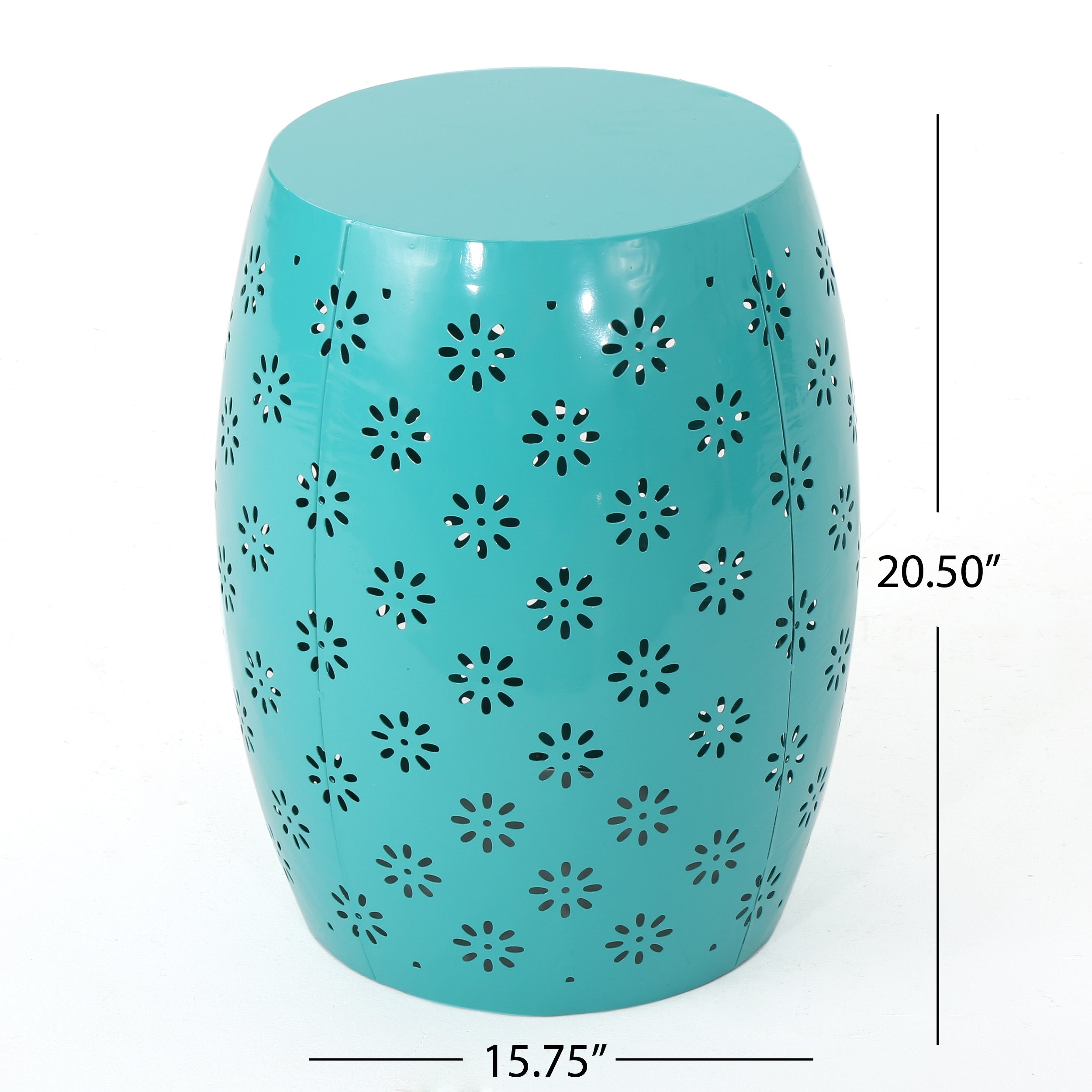 Breeze Outdoor Modern Floral Lace-Cut Metal Accent Side Table