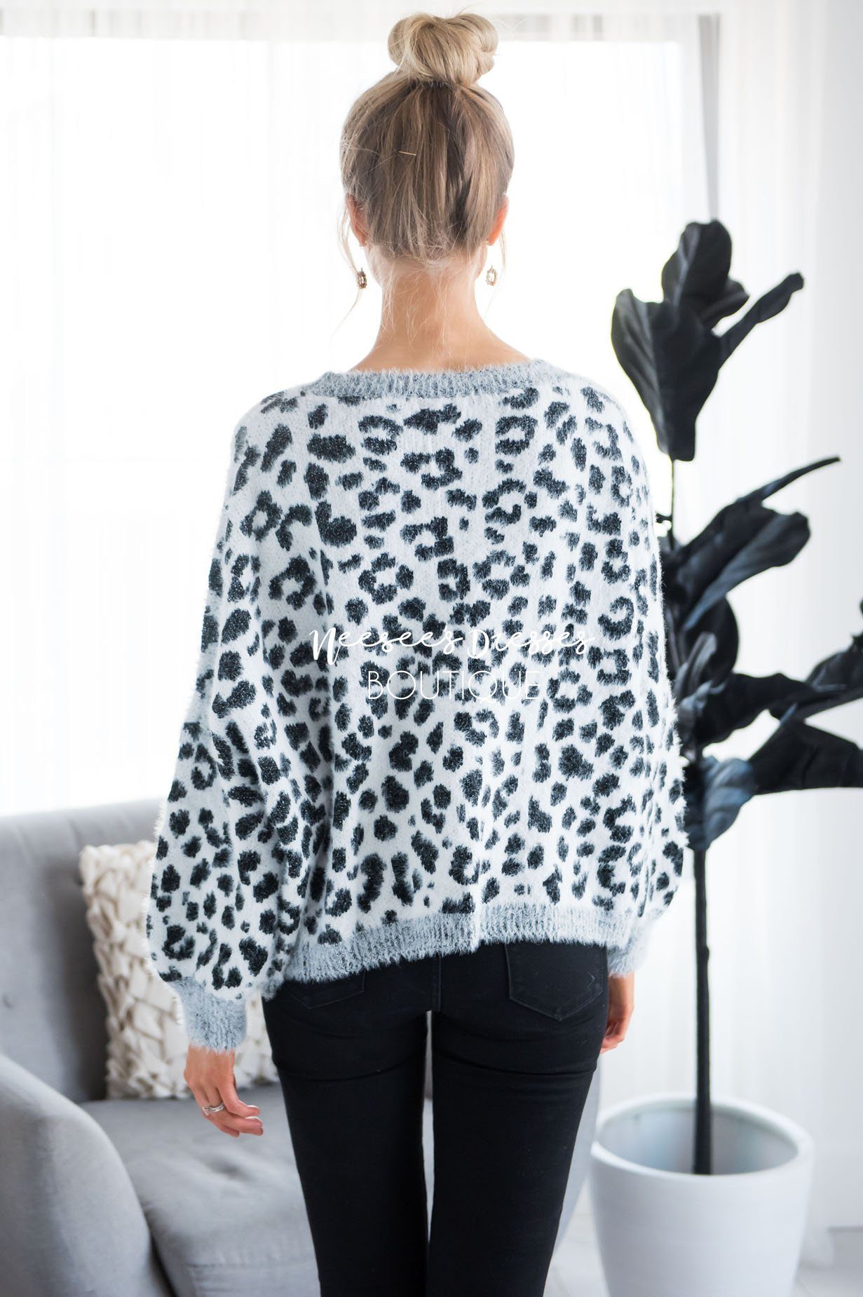 Snowy Leopard animal print sweater