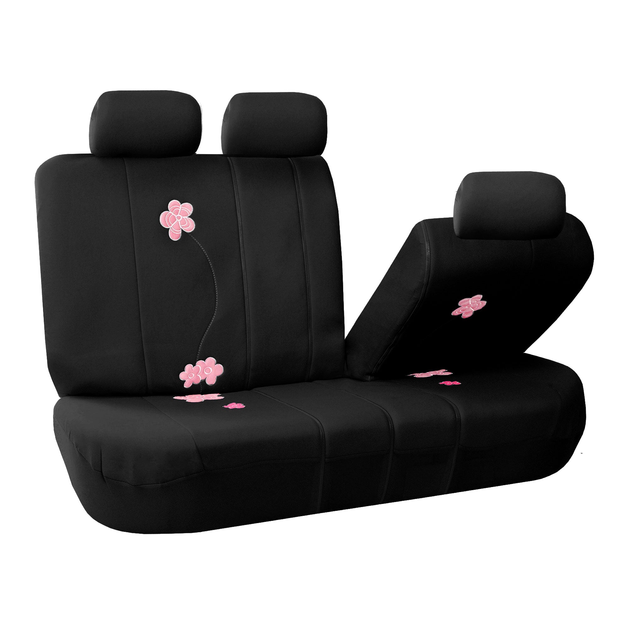 TLH Black Floral Seat Covers Full Set， Universal Fit for Cars， Auto， SUVs