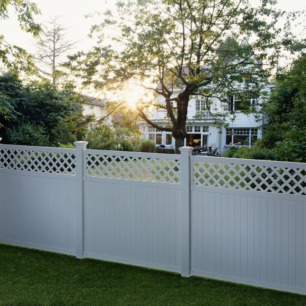 Veranda Lewiston 6 ft. H x 6 ft. W White Vinyl Lattice Top Fence Panel 128011