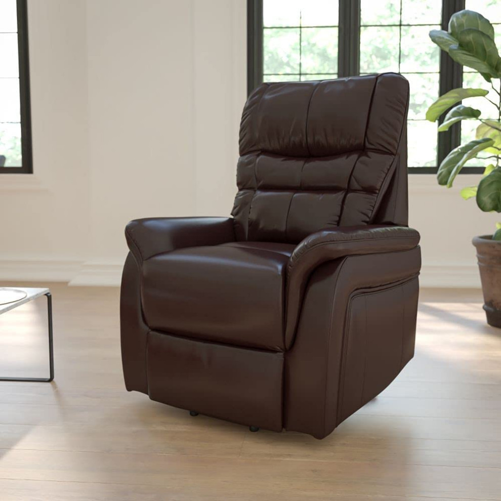 Lift Up Recliner Chair  Extra Padded Faux Leather Seat With Pillowed Arms   Contemporary   Recliner Chairs   by Declusia  Houzz