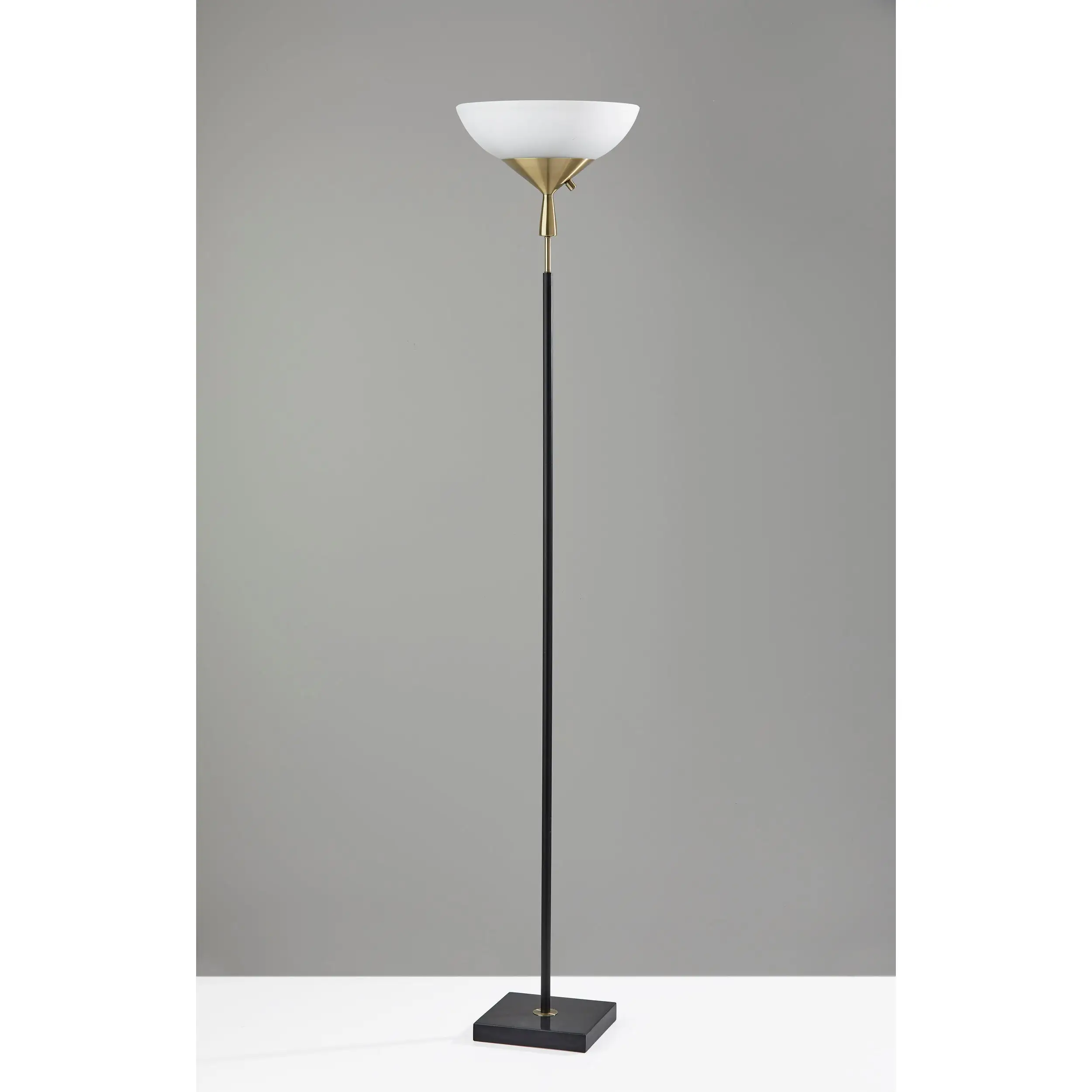 Adesso Noah Black and Antique Brass 300-watt Torchiere Lamp