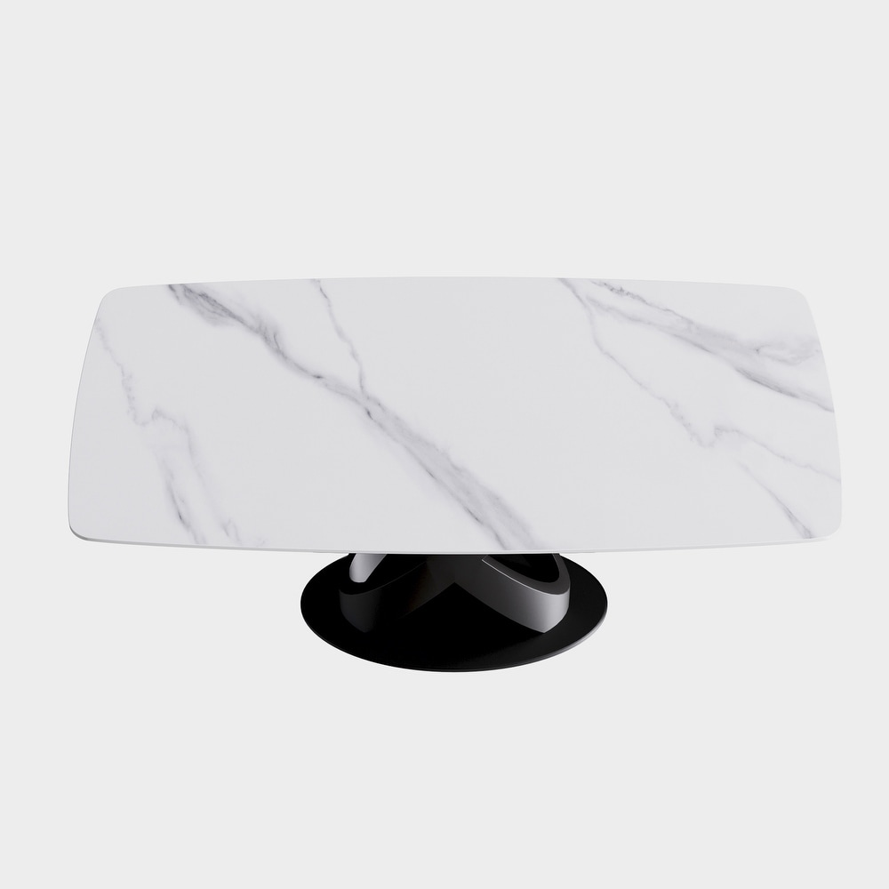 Marble Dining Table  Slate Panel with Metal Pedestal