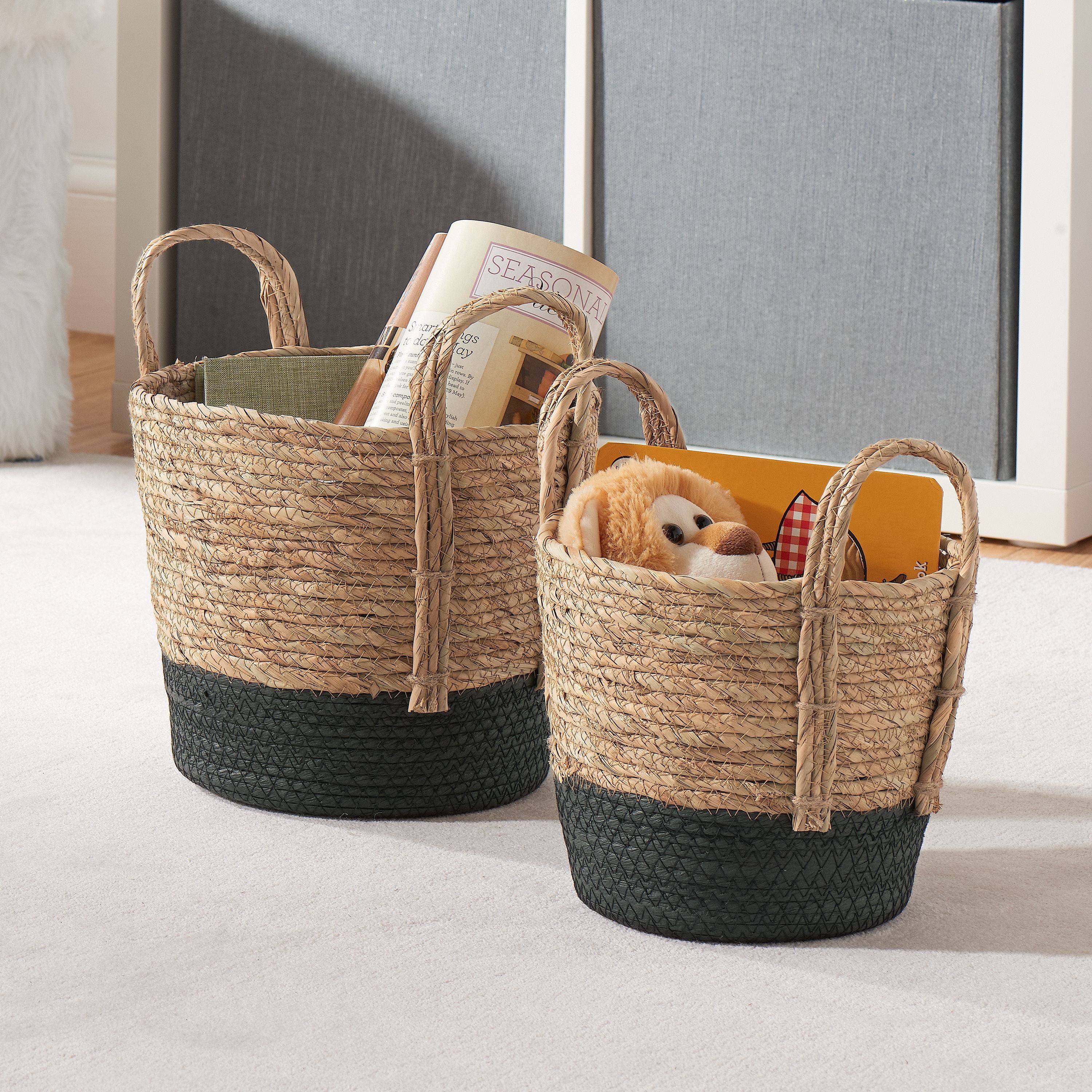 Mainstays Seagrass & Paper Rope Baskets, Set of 2, Small and Medium, Storage