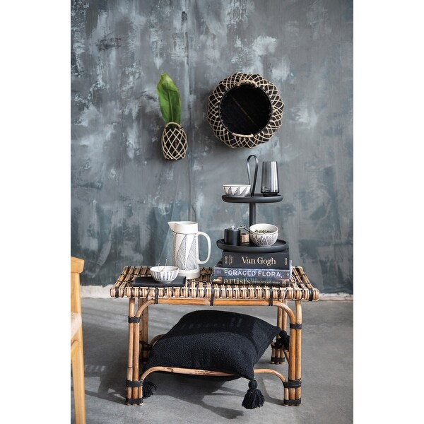 Hand-Woven Rattan Side Table or Bench