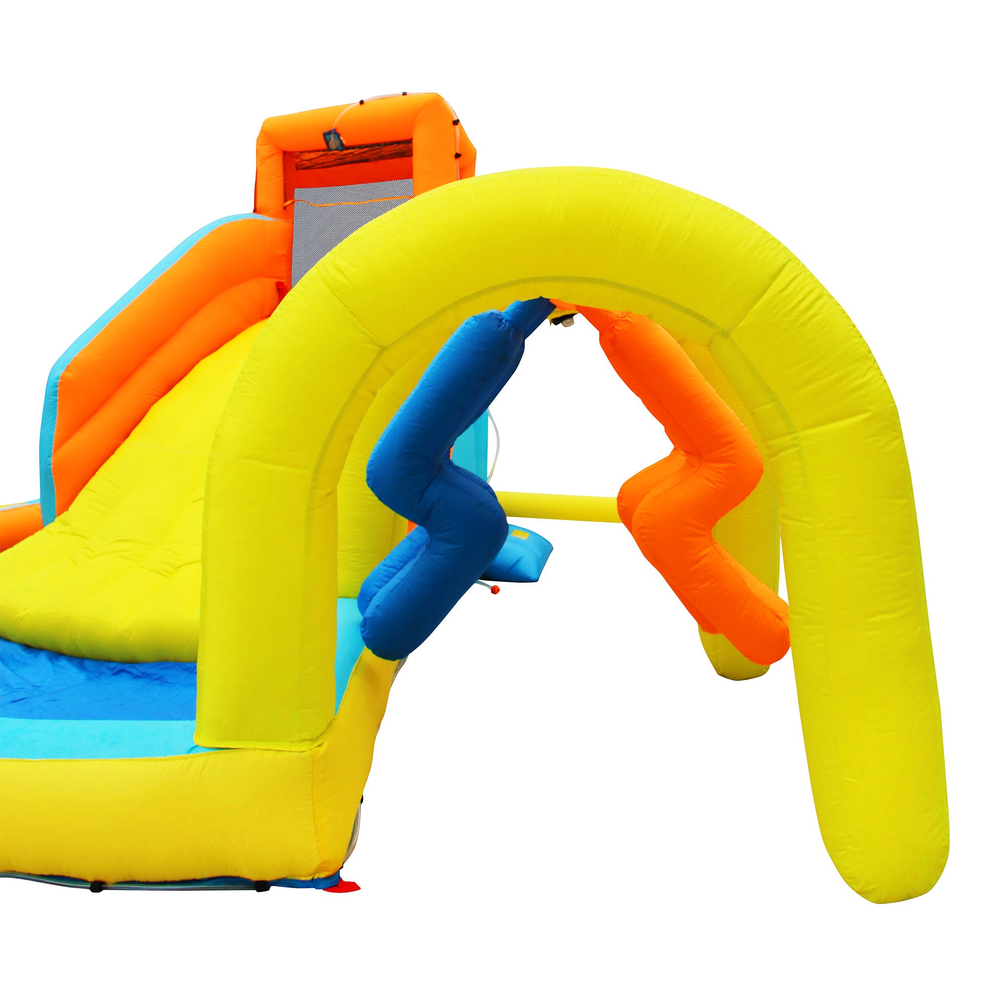 Banzai Inflatable Summit Splash Adventure Water Park W/ Climbing Wall & Rope, Water Cannon, Sprinkler