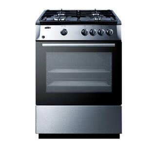 Summit Appliance 24 in. 2.7 cu. ft. Slide-In Gas Range in Stainless Steel and Black PRO24G