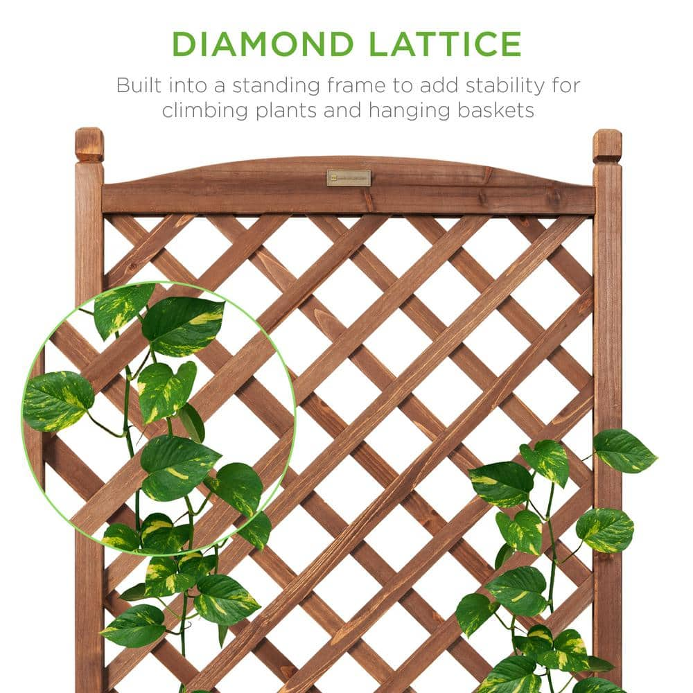 Best Choice Products 60 in. Wood Planter Box and Diamond Lattice Trellis SKY5844