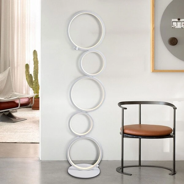 35.5'' White 5 Rings Standing LED Floor Lamp