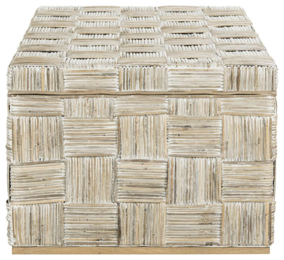 Kindra Ratten Coffee Table Whitewash   Tropical   Coffee Tables   by AED Luxury Home Decor  Houzz