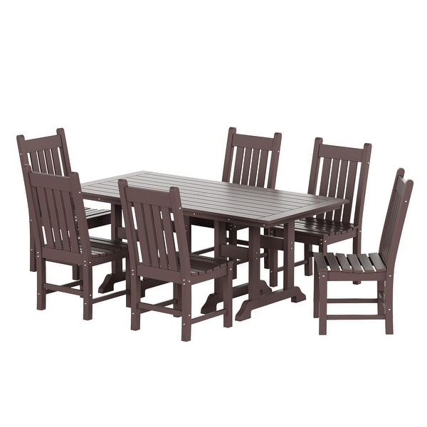 Polytrends Laguna Hdpe All Weather Outdoor Patio Dining Set with Rectangular Table，Armless Dining Chairs (7Piece Set)