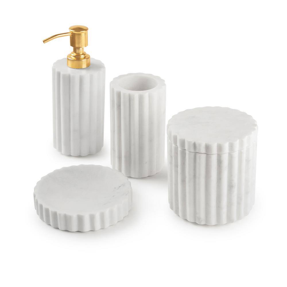 GAURI KOHLI Roksana 4 Pieces White Marble Bath Accessories Set GK51102