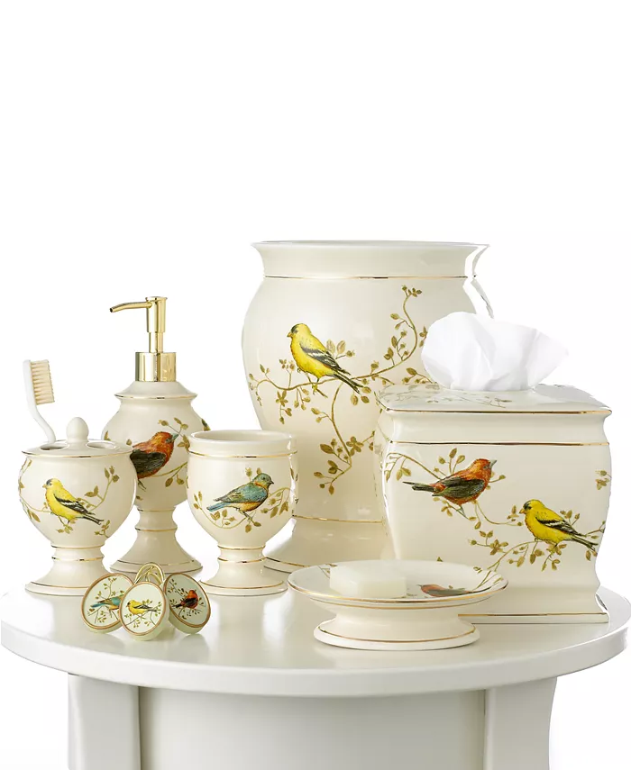 Avanti Gilded Birds Gold-Accent Ceramic Soap Dish