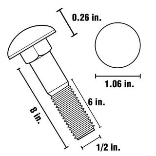 Everbilt 12 in.-13 x 8 in. Galvanized Carriage Bolt 803636