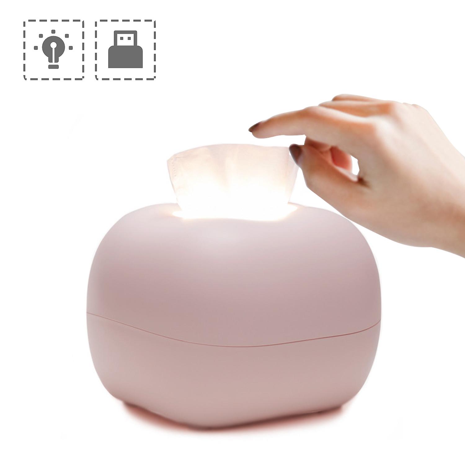 Pink Usb Rechargeable Night Light Bedside Lamp For Breastfeeding Touch Control Night Light Paper Towel Dispenser Storage Holder Bathroom Toilet Tissue