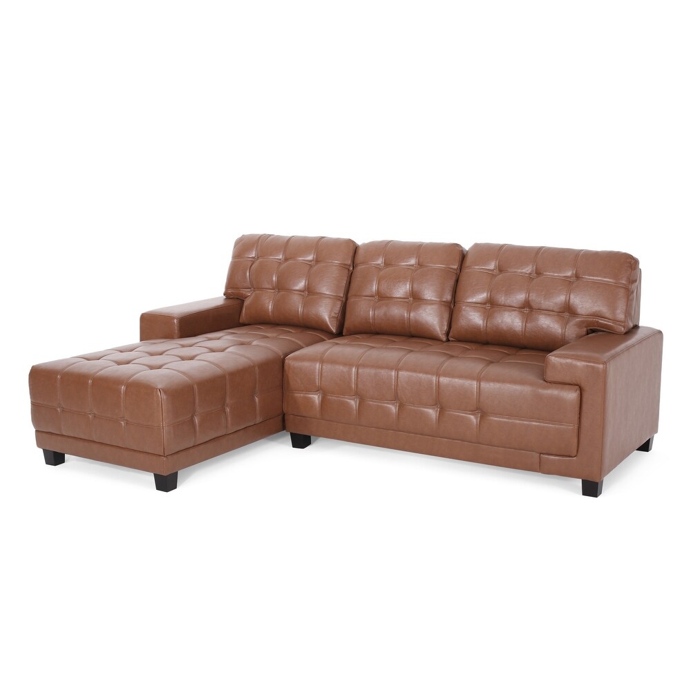 Harlar Faux Leather 3 Seater Sofa and Chaise Lounge Sectional Set by Christopher Knight Home