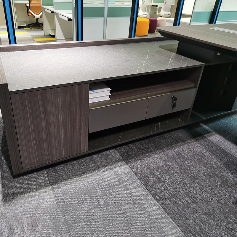 KAISON Executive Desk with Reversible Return 2M - Brown Grey