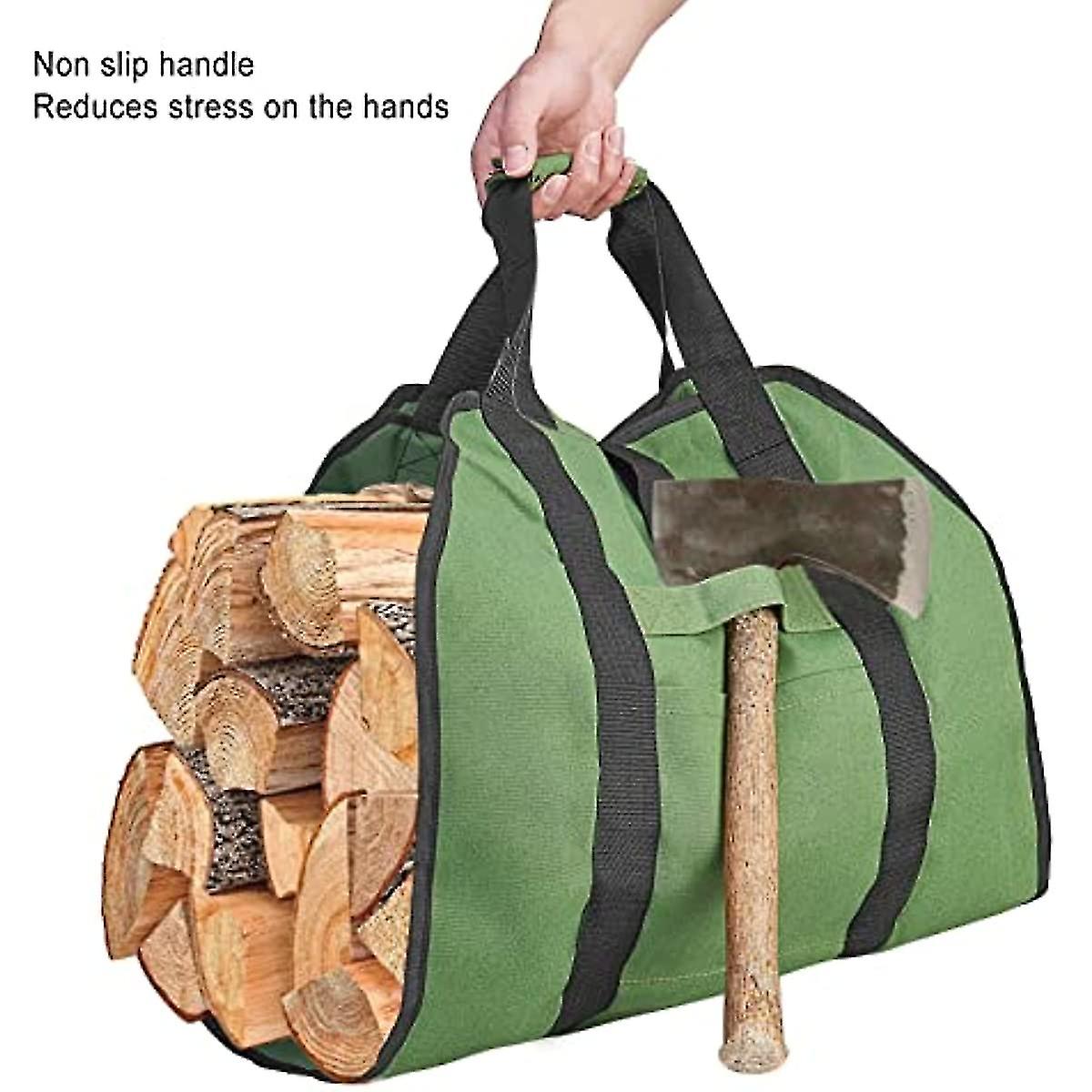 Canvas Firewood Bag Carrier  Water Resistant Log Tote Wood Carrying Bag With Handles Fireplace Log Carrier Holders Woodpile Rack Fire Wood Carrying Fo