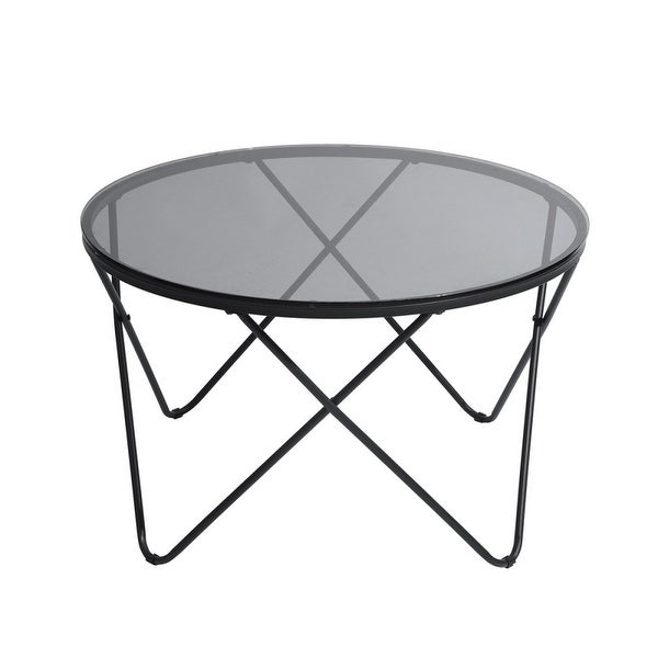 Modern Round Coffee Table with Metal Frame