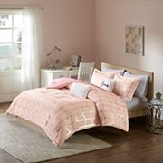 Intelligent Design Khloe Metallic Geometric Printed Comforter Set with Throw Pillows