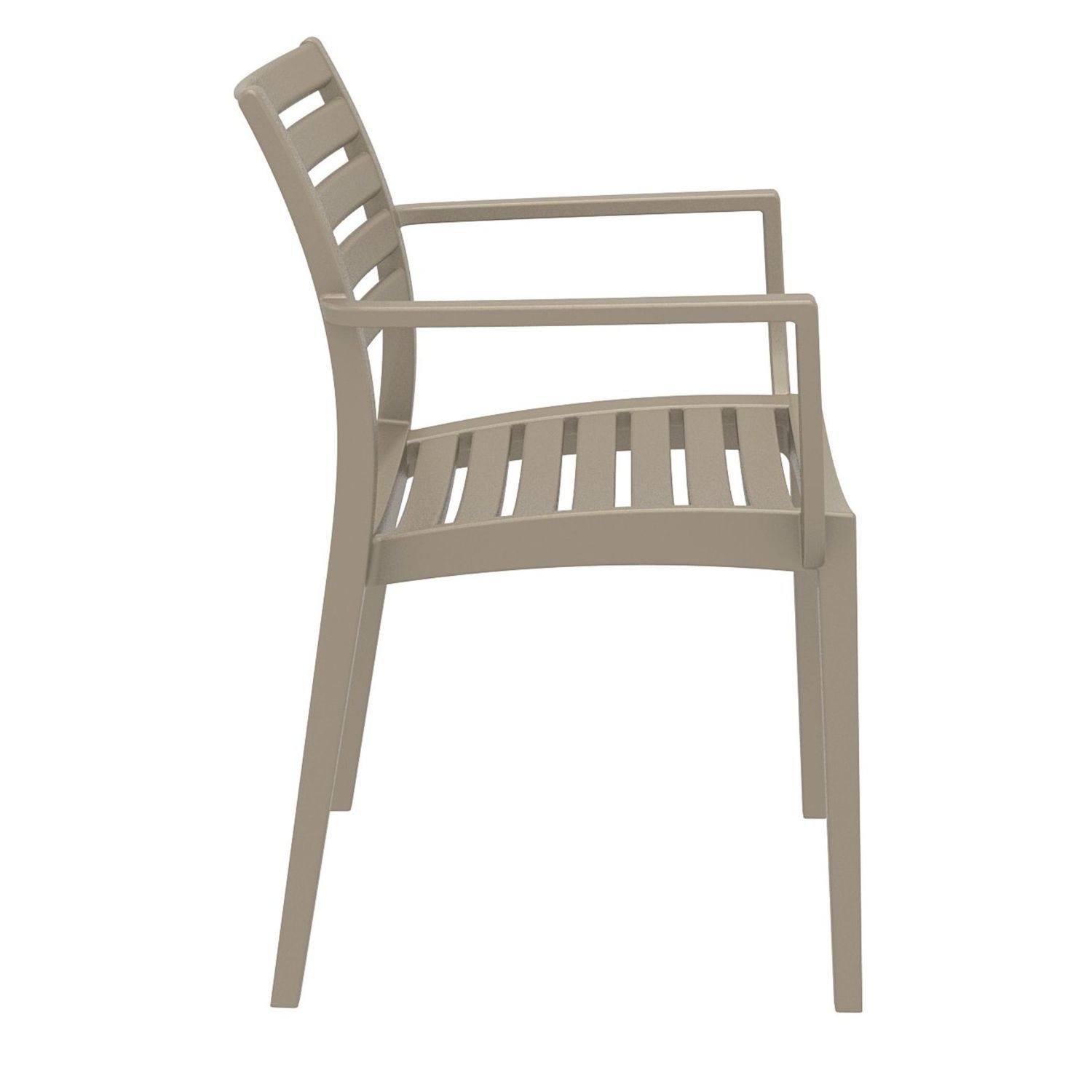 33 Taupe Brown Stackable Outdoor Patio Dining Arm Chair