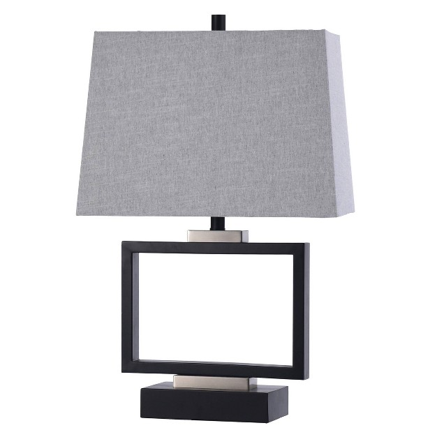 Logan Open Design Table Lamp With Fabric Shade Black gray Stylecraft