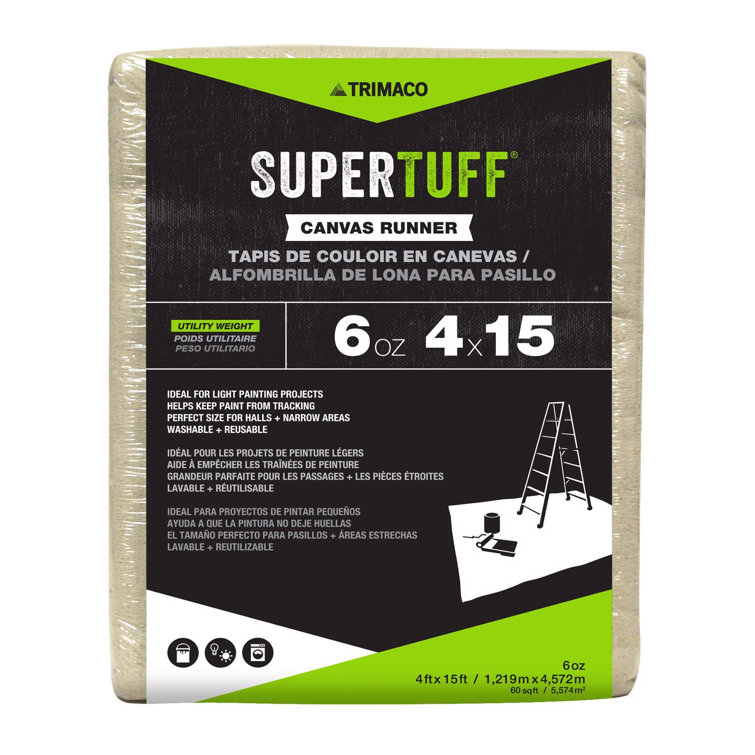 Trimaco SuperTuff 4 ft. W X 15 ft. L X 0.06 mil 6 oz Canvas Drop Cloth 1 pk