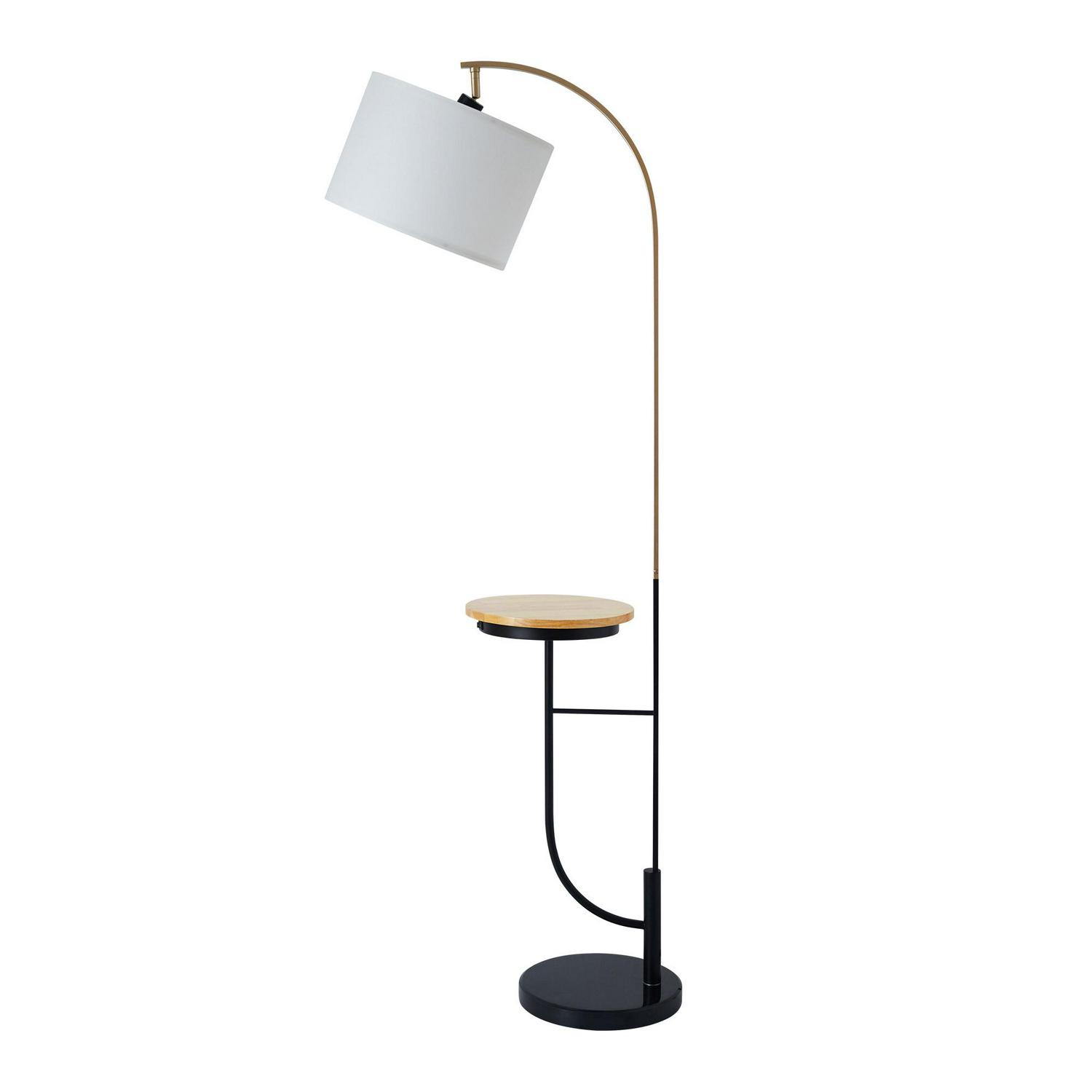 Teamson Home Danna Arc 65 Floor Lamp with Table and USB Port， White