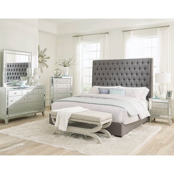 Briarley Metallic Mercury and Grey 4-piece Panel Bedroom Set - - 33987961