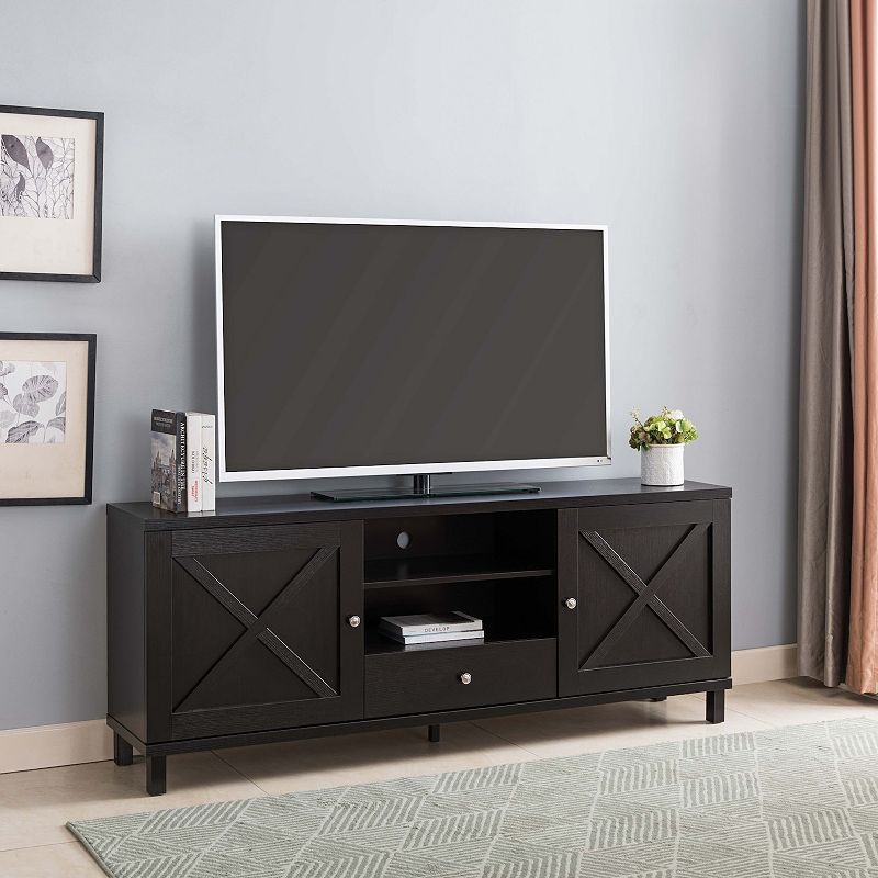 FC Design Red Cocoa 2-Side Cabinet TV Stand with 2 Shelves and Drawer