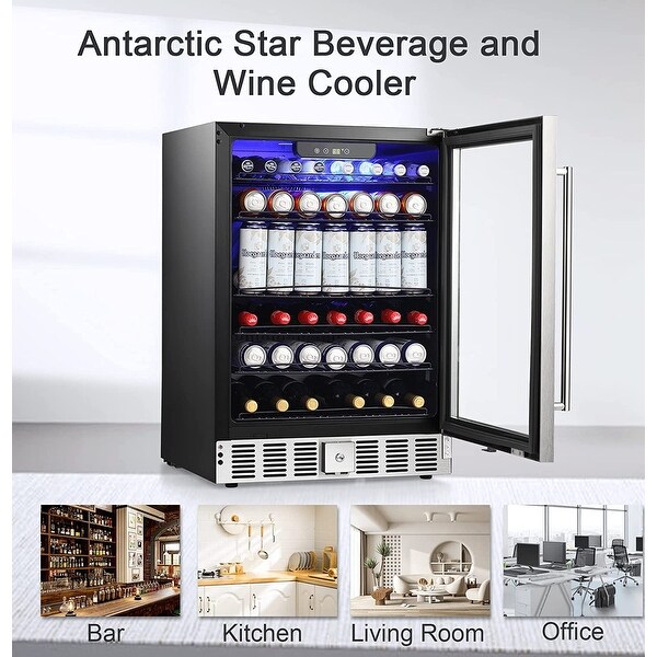 2.9 Cu.Ft Beverage Refrigerator Cooler - Wine Cooler Beverage Center Low Noise - 25.83*14.96*33.82 in