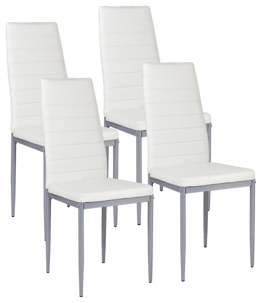 Costway Set of 4 PU Leather Dining Side Chairs Elegant Design Home Furniture   Midcentury   Dining Chairs   by Costway INC.  Houzz