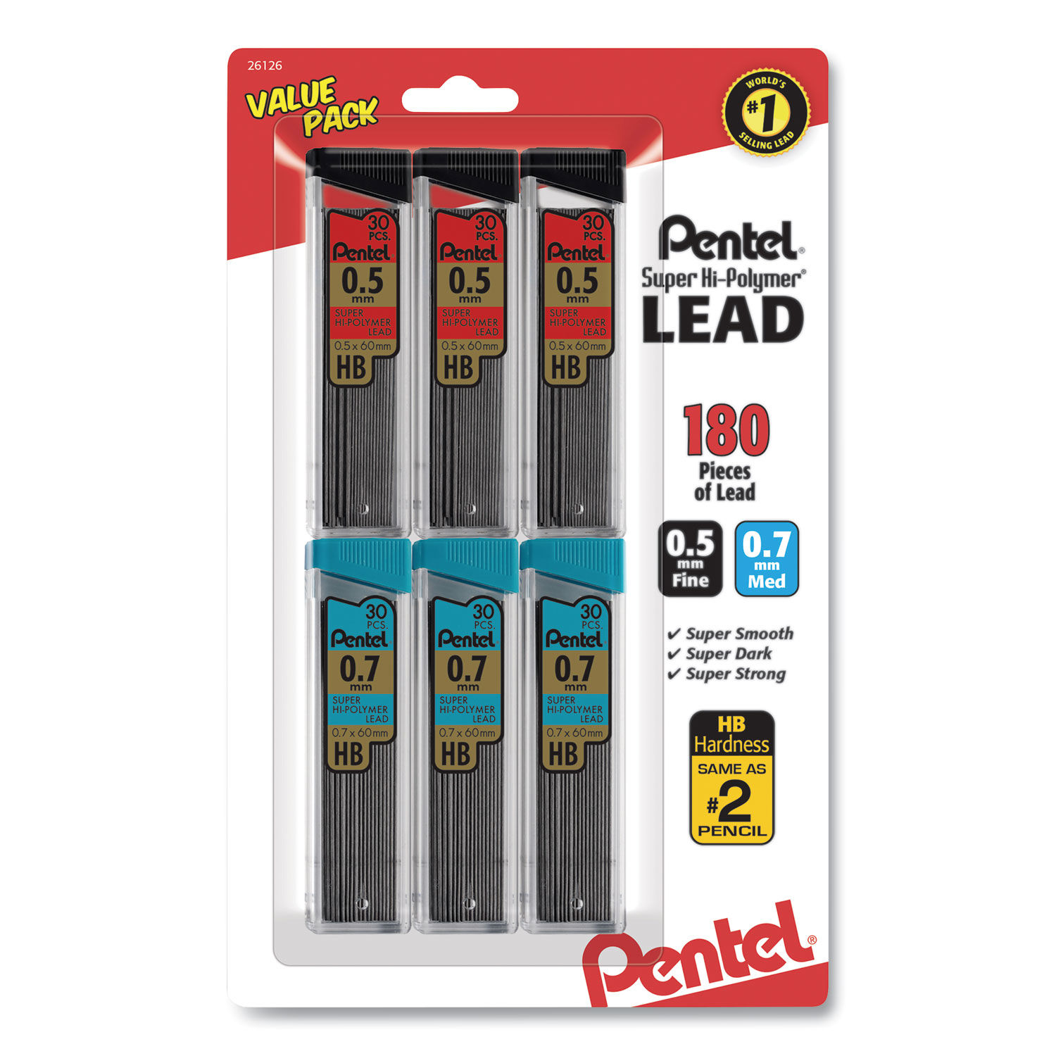 Super Hi-Polymer Lead Refill Value Pack by Pentelandreg; PENC257BPHB6