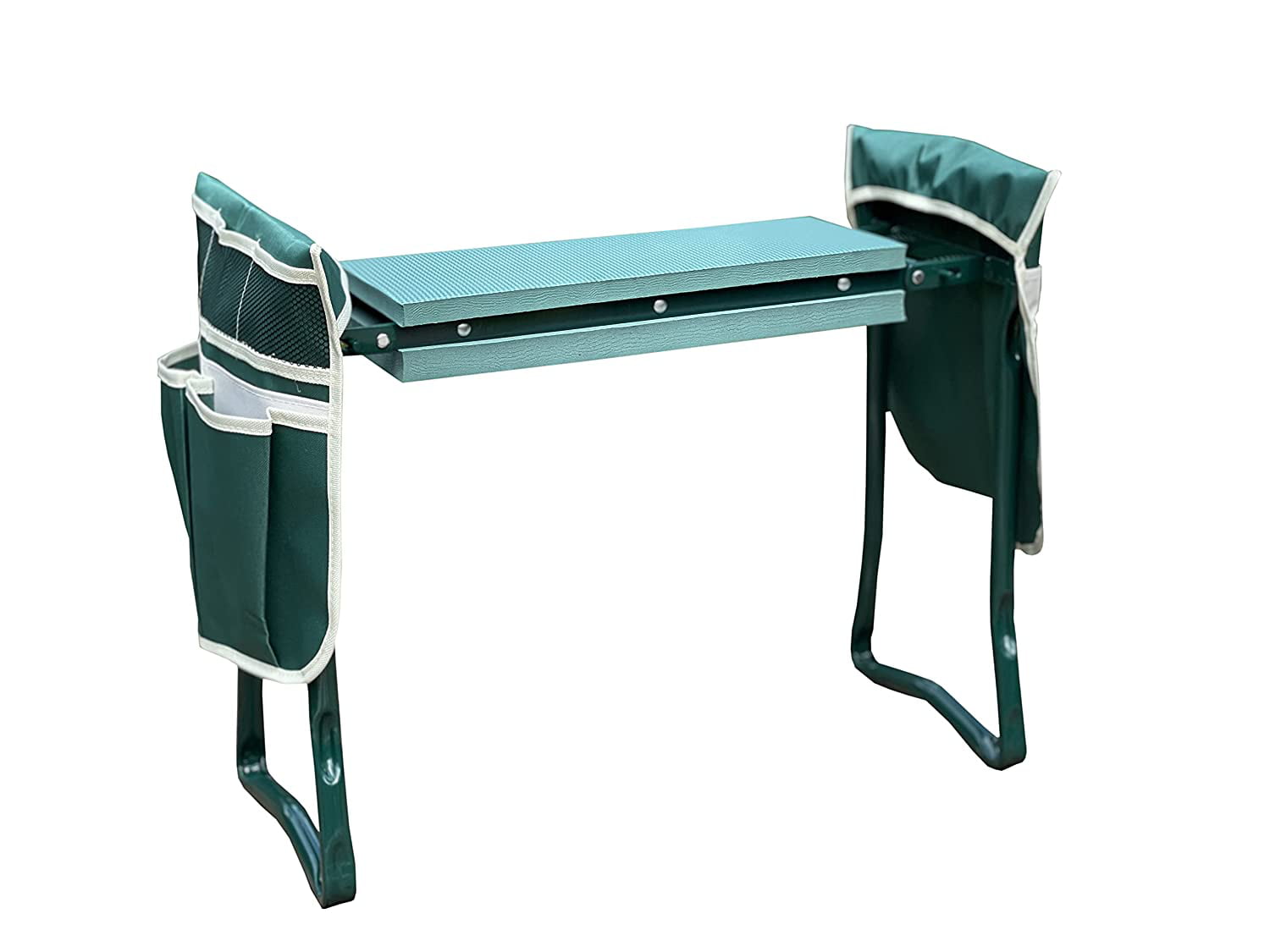 Juggernaut Storage Folding Garden Bench Stool with Kneeling Pad