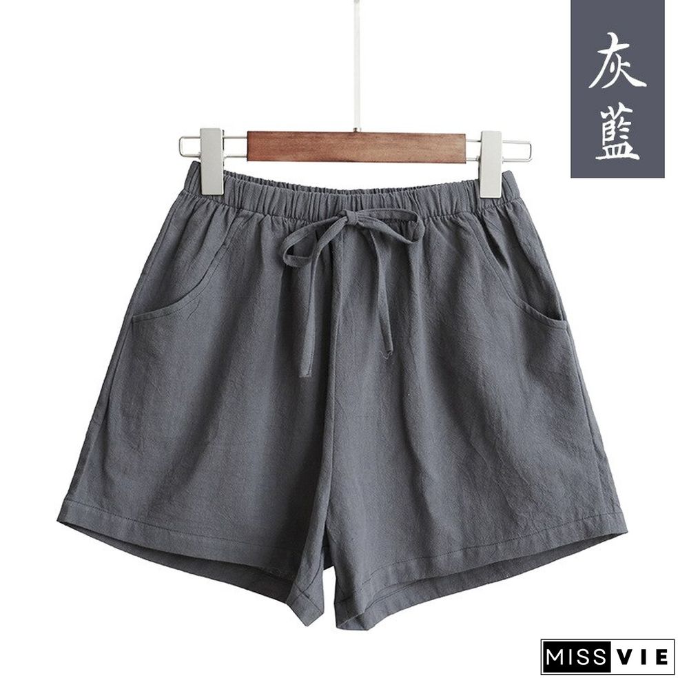 New Hot Summer Casual Sports Cotton Linen Shorts Women High Waist Shorts Fashion Short Pants Streetwear Women Clo