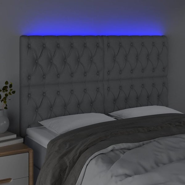 vidaXL LED Headboard Dark/Light Gray Fabric - - 37421103