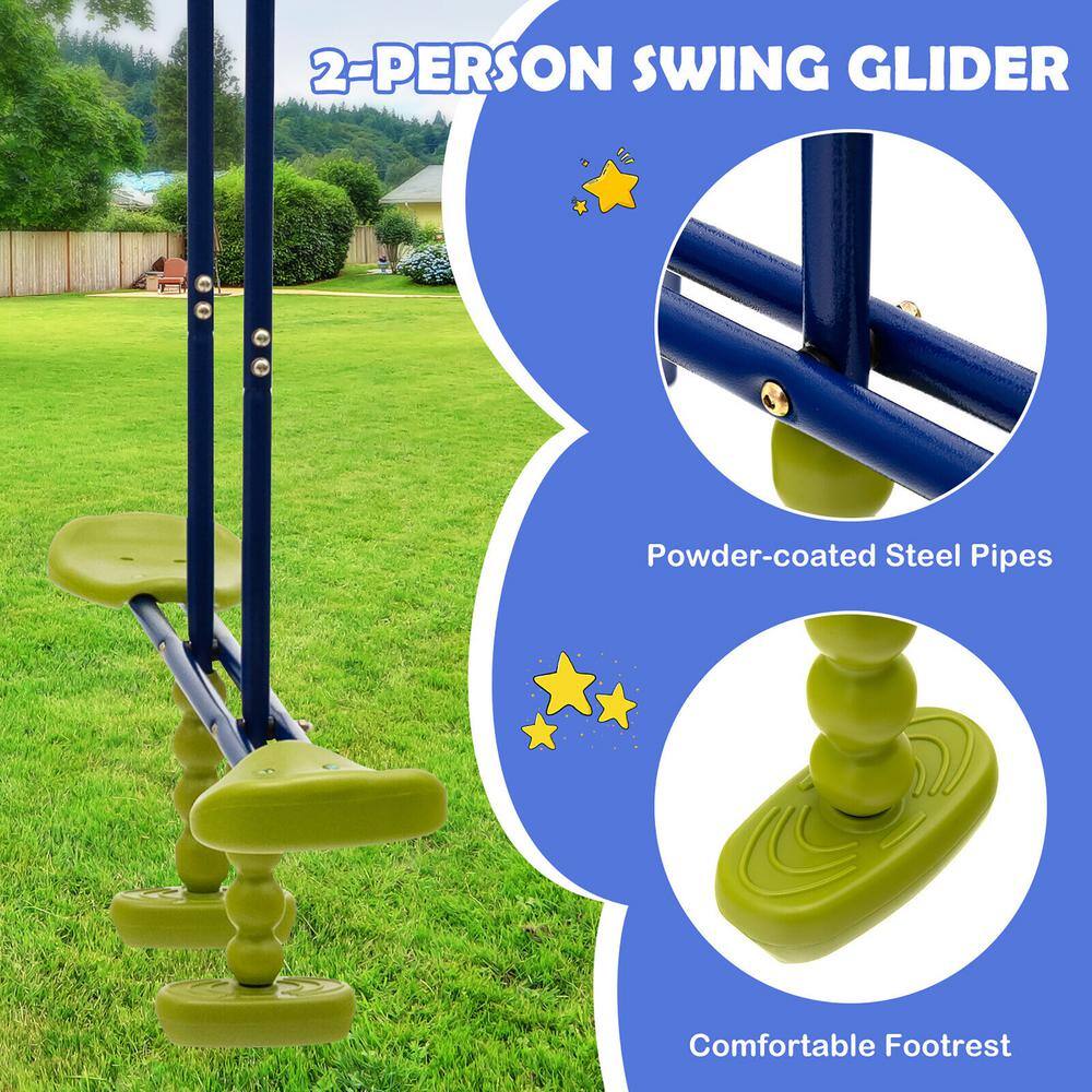 Gymax 440 lbs. Swing Set 3-in-1 Kids Swing Stand with Swing Gym Rings Glider for Backyard GYM10811