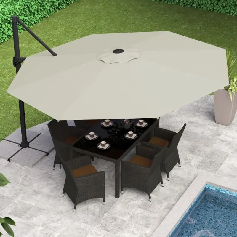 Warm White Deluxe Offset Patio Umbrella