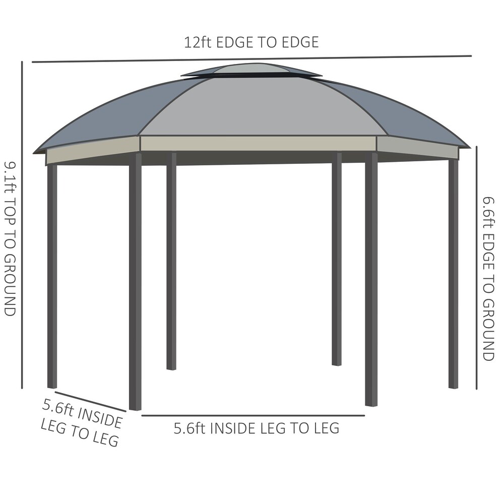 Outsunny Steel/ Fabric 12' Round 2 tier Outdoor Gazebo w/ Netting