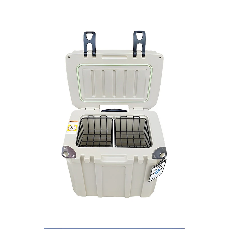 new design fishing accessories korean  high quality stainless steel with shoulder straps ice cylinder wagon foldable cooler box