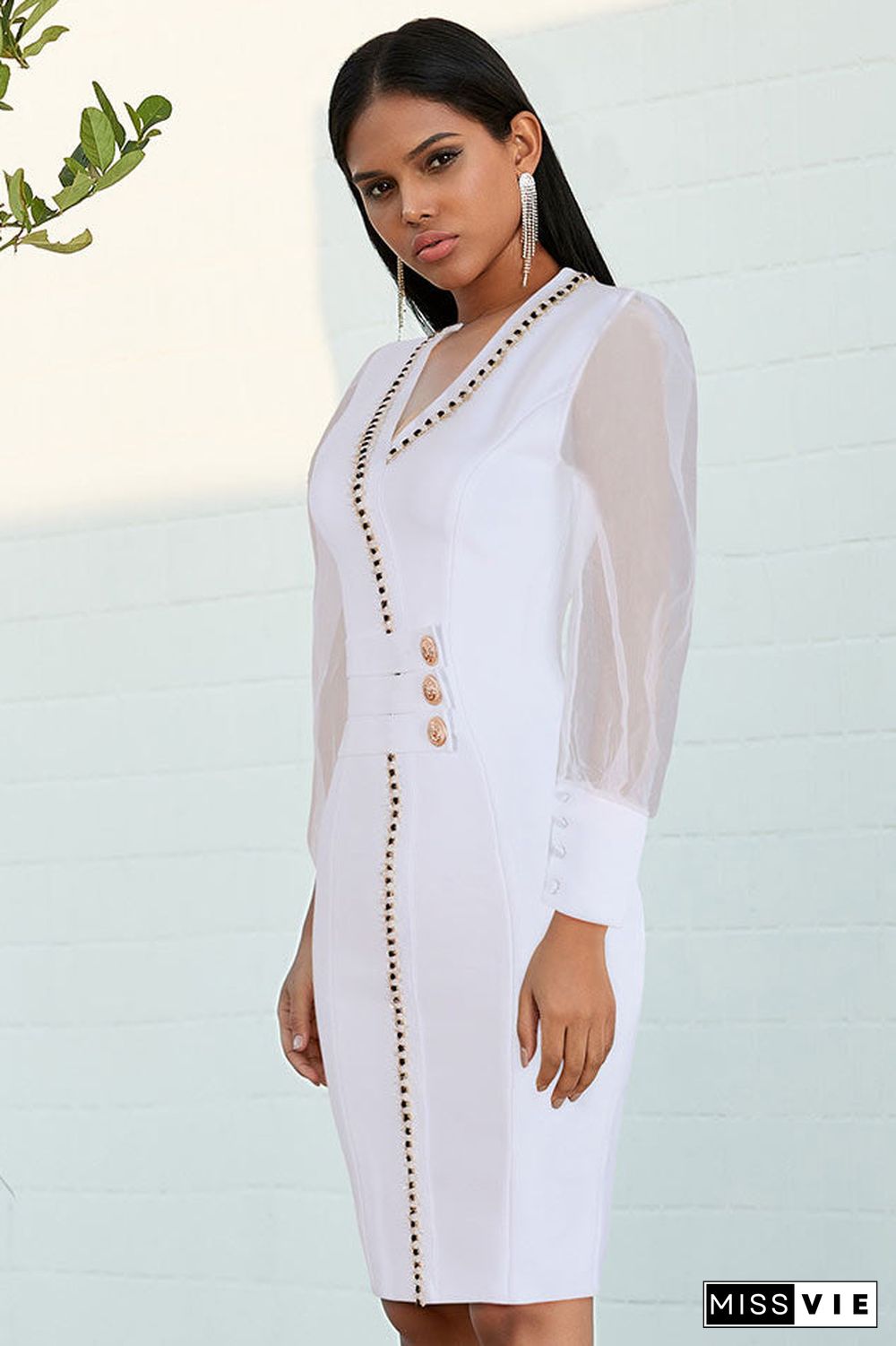 Chic White Long Sleeve Party Homecoming Dress