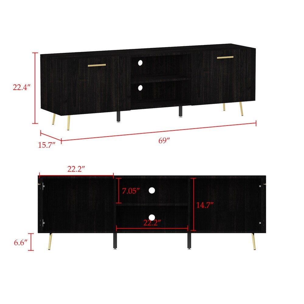 Sideboard Entertainment Centers TV Stand 2 Doors End Table White/Brown