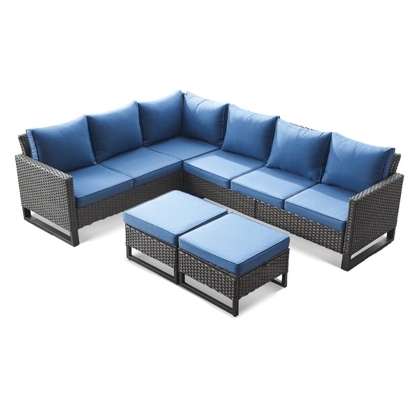 Outdoor Sectional Sofa Wicker Patio Conversation Sofa Set