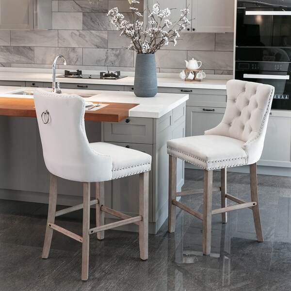 Barstools with Button Tufted Decoration (Set of 2)